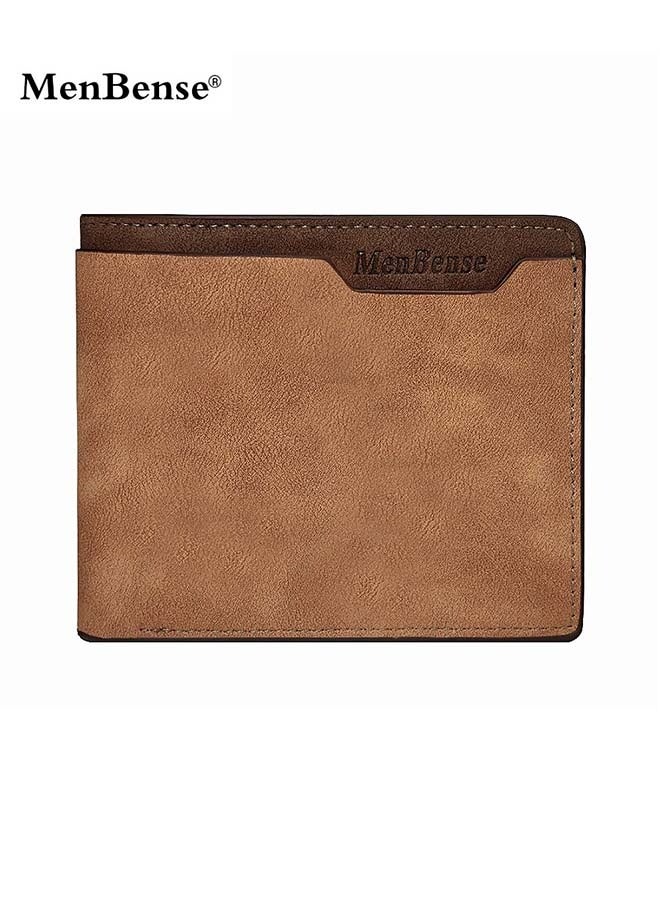 MenBense New Men'S Retro Pu Leather Wallet, Loose-Leaf Style, Multi-Card Slot, Large Capacity, Short Wallet, Business Casual Driver'S License Card Holder, Brown - Image 1