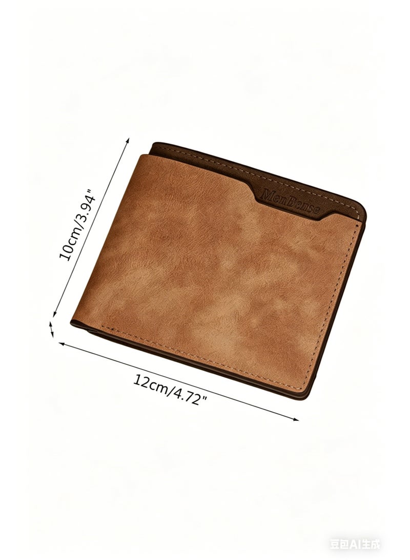 MenBense New Men'S Retro Pu Leather Wallet, Loose-Leaf Style, Multi-Card Slot, Large Capacity, Short Wallet, Business Casual Driver'S License Card Holder, Brown - Image 5