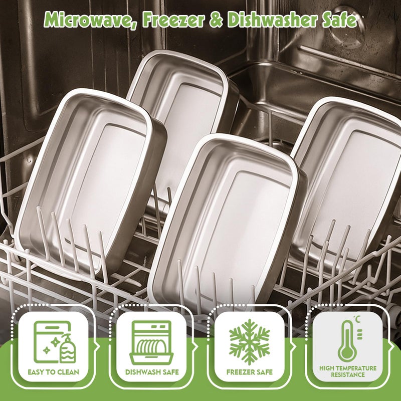 CLWVPCOT 10 Pack Stainless Steel Food Storage Containers with Leak-Proof Lids, 34oz Reusable Metal Meal Prep Lunch Boxes, Stackable, BPA-Free, Dishwasher Safe for Snacks, Fruits & On-the-Go Meals - Image 4