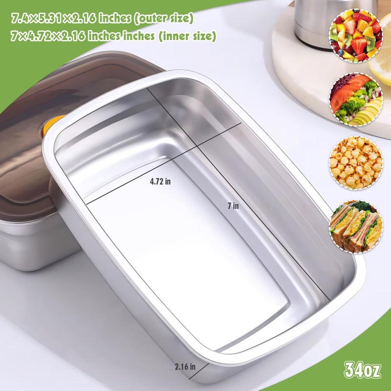 CLWVPCOT 10 Pack Stainless Steel Food Storage Containers with Leak-Proof Lids, 34oz Reusable Metal Meal Prep Lunch Boxes, Stackable, BPA-Free, Dishwasher Safe for Snacks, Fruits & On-the-Go Meals - Image 5