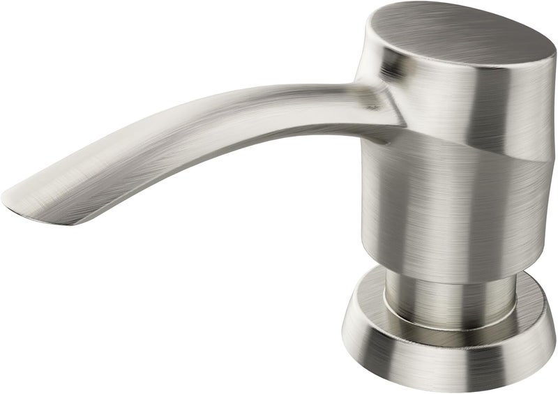 SAMODRA Kitchen Sink Soap Dispenser,Lotion Dispenser,ABS Dispenser Built-in Pump Brushed Nickel Head with 11 oz PET Bottle, Refill from Top - Image 1