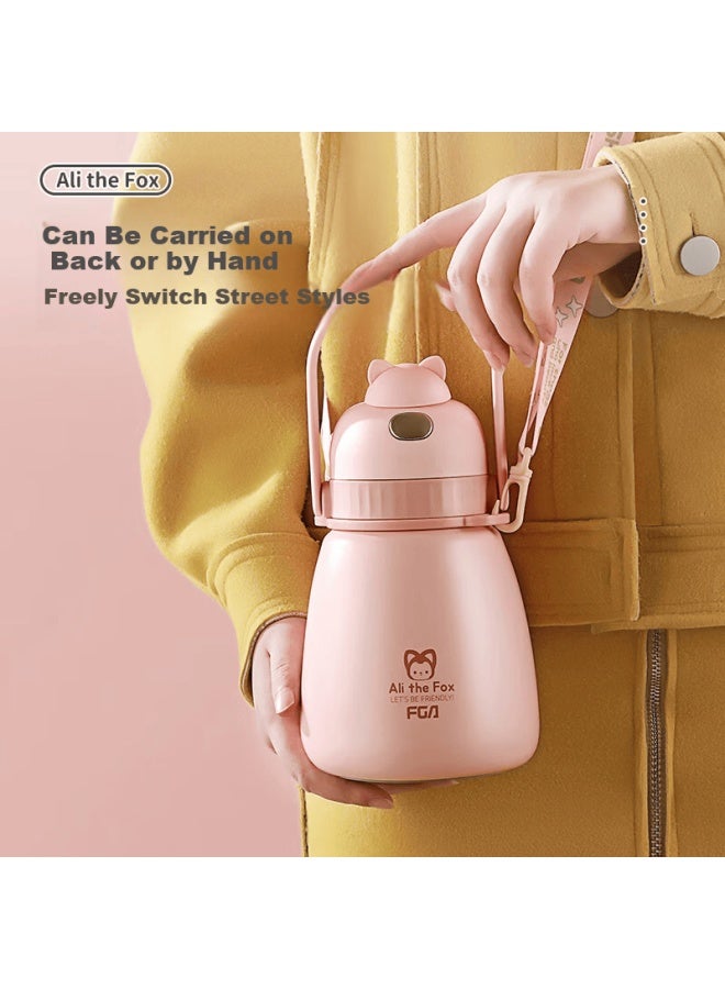 Fga Fuguang Large Capacity Insulated Tumbler 316l Stainless Steel High-value Straw Water Bottle For Women Students 820ml Green - Image 4