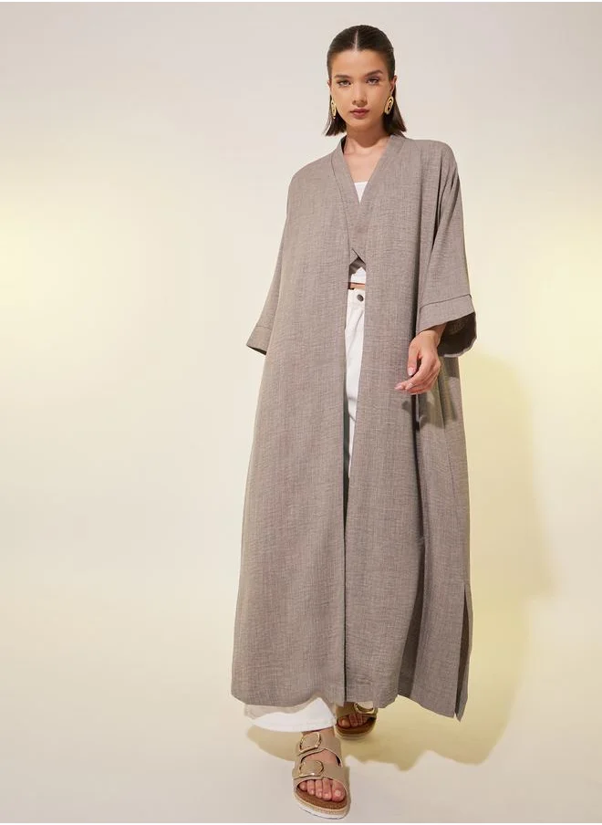 تايك تو Take Two Solid Elbow Sleeve A-Line Kimonos