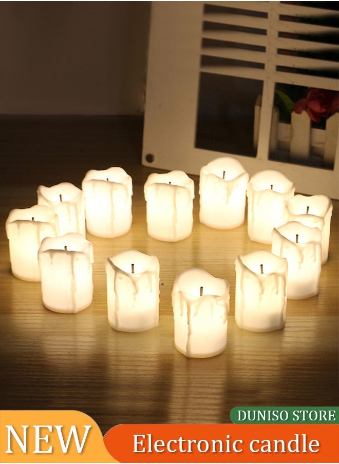 ZENHOME 12-Piece LED Candle Set Flameless Waterproof CandleLights for Outdoor Wedding Party Decor Battery Operated Decor Lights with Soft Flickering Event Decorations Warm White Light Romantic LED Flameless Candles ﻿  - Image 1