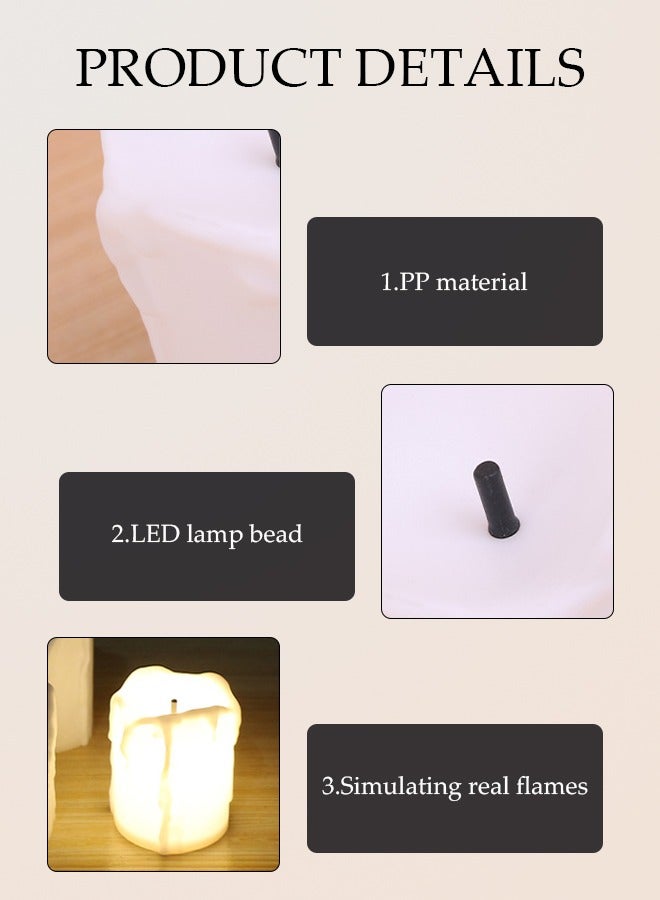 12-Piece LED Candle Set Flameless Waterproof CandleLights for Outdoor Wedding Party Decor Battery Operated Decor Lights with Soft Flickering Event Decorations Warm White Light Romantic LED Flameless Candles ﻿