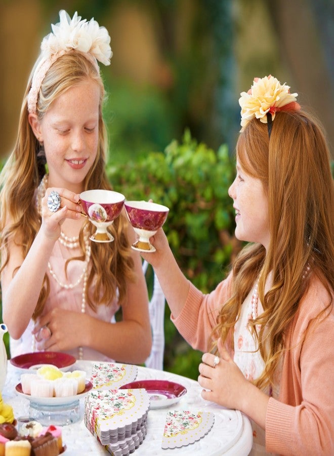 Gift Boutique 100 قطعة من مناديل حفلة الشاي الزهرية القابلة للتصرف ورقية بتصميم زهور عتيق مناديل كوكتيل ذهبية ذات حواف متموجة لعيد الميلاد وحفلات الزفاف وحفلات استقبال المواليد والديكورات - Image 4