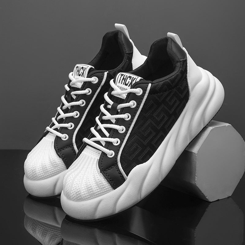 Shell-Head Men'S Shoes Summer Breathable Mesh White Sports Board Shoes For Boys Niche Trendy Brand All-Match Bread Shoes With Thick Sole - Image 4