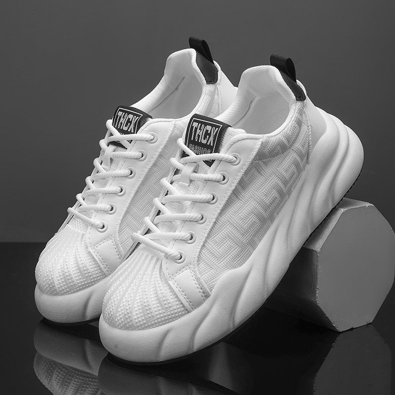 Shell-Head Men'S Shoes Summer Breathable Mesh White Sports Board Shoes For Boys Niche Trendy Brand All-Match Bread Shoes With Thick Sole - Image 3