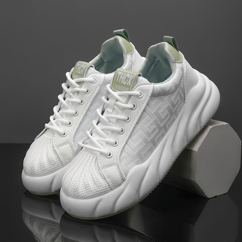 Shell-Head Men'S Shoes Summer Breathable Mesh White Sports Board Shoes For Boys Niche Trendy Brand All-Match Bread Shoes With Thick Sole - Image 2