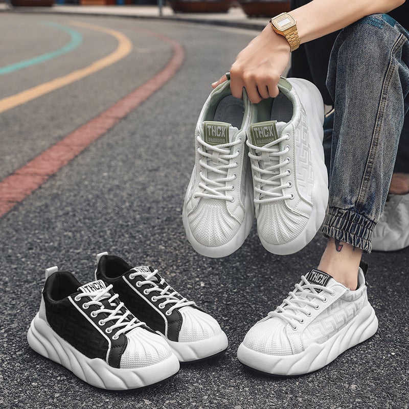 Shell-Head Men'S Shoes Summer Breathable Mesh White Sports Board Shoes For Boys Niche Trendy Brand All-Match Bread Shoes With Thick Sole - Image 5