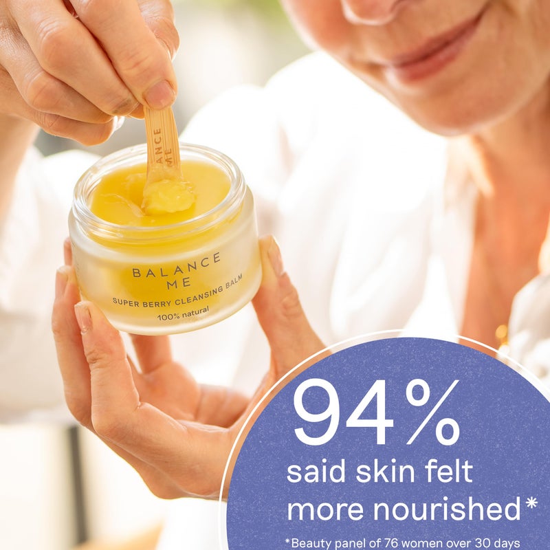 Balance Me Super Berry Face Cleansing Balm, Hydrating Makeup Remover Balm with Raspberry & Cloudberry Oils, Gentle Double Cleanse & Travel Size Facial Cleanser, 3-in-1 Natural Skincare - Image 5