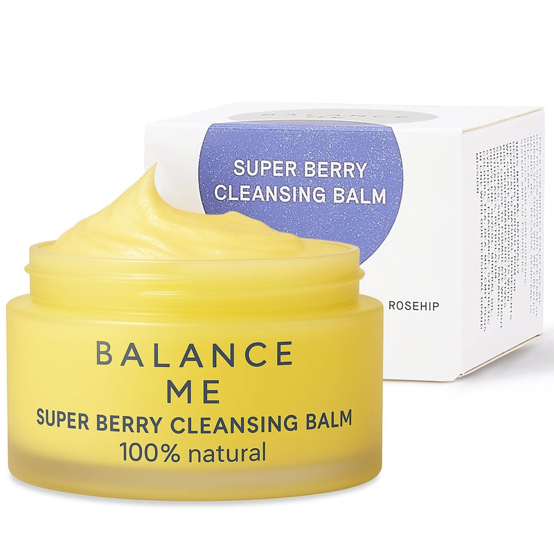 Balance Me Super Berry Face Cleansing Balm, Hydrating Makeup Remover Balm with Raspberry & Cloudberry Oils, Gentle Double Cleanse & Travel Size Facial Cleanser, 3-in-1 Natural Skincare - Image 1