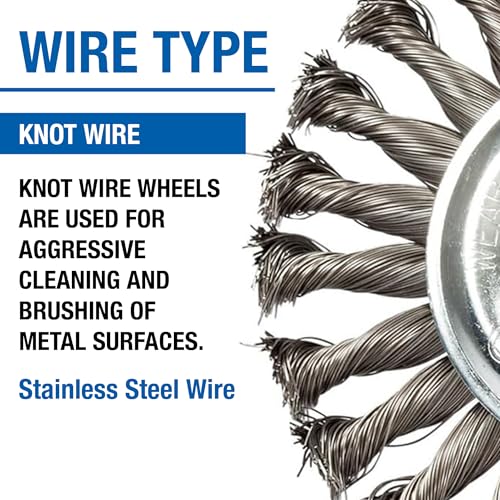 Mercer Abrasives Mercer Industries 186540-5" x 1/2" x 5/8"-11 Knot Wire Wheel, .020 Carbon Steel Wire - Image 3