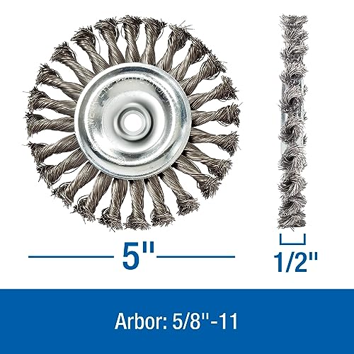 Mercer Abrasives Mercer Industries 186540-5" x 1/2" x 5/8"-11 Knot Wire Wheel, .020 Carbon Steel Wire - Image 2