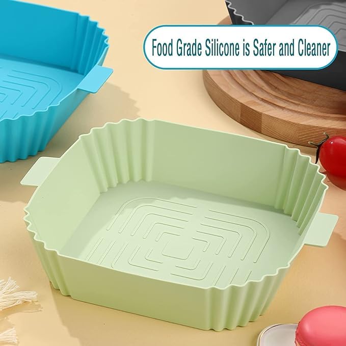 JIARKA Silicone Air Fryer Liners Air Fryer Silicone Reusable Liners SquareFood Safe Air Fryers Oven Accessories Flammable Parchment Liner Paper Silicone Baking Tray Pots - Image 2
