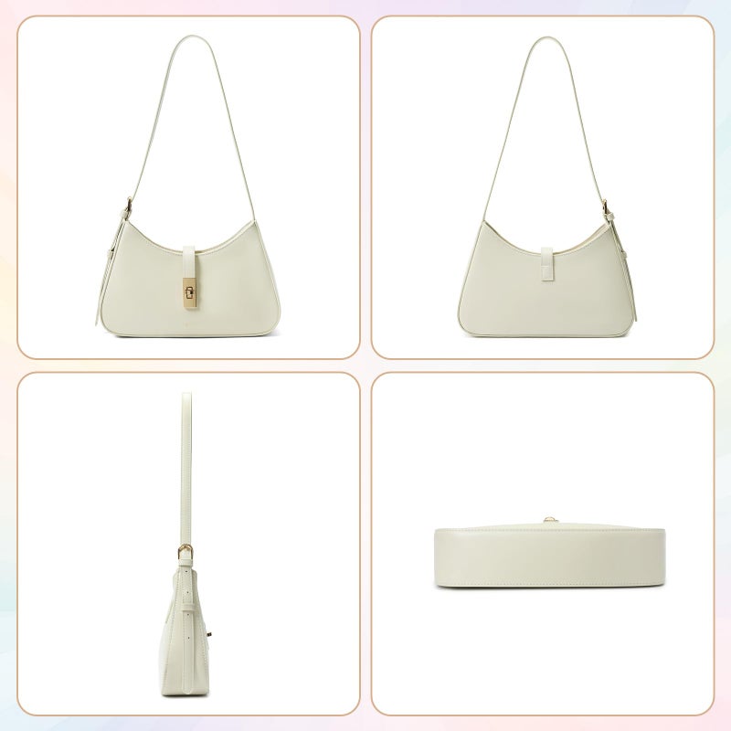 Keyli Shoulder Bag Purses for Women Fashion Waterproof Vegan Leather CrossBody Bags Small Cute Handbags Hobo Bags Satchels Purse Tote Bag with Adjustable Strap Cream - Image 5