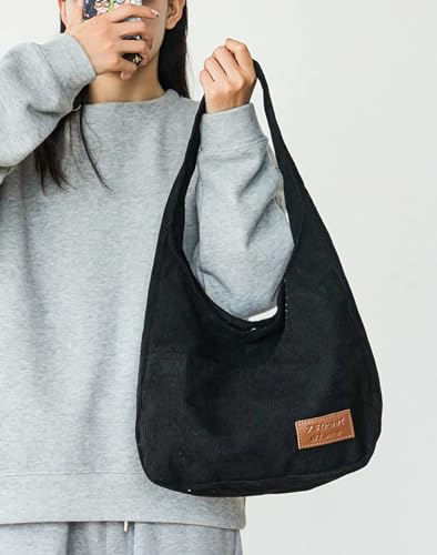 Tellrain Corduroy Tote Bag Unisex Retro Handbag Multi Pocket Shoulder Work College Satchel Compartment Messenger Purse - Image 5