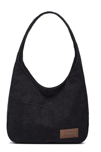 Tellrain Corduroy Tote Bag Unisex Retro Handbag Multi Pocket Shoulder Work College Satchel Compartment Messenger Purse - Image 1
