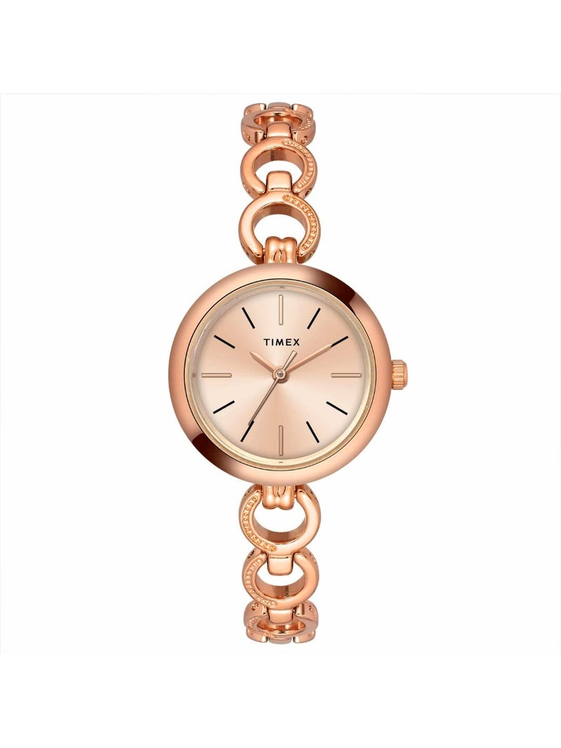 TIMEX Classics Analog Watch for Women with Rose Gold Round Dial & Rose Gold Brass Bracelet Band Water Resistant Women's Wrist Watches - TWEL11434 - Image 1