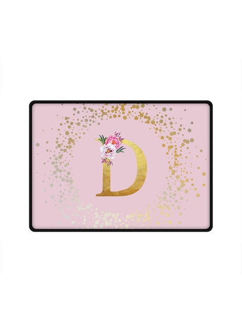 Designer Gaming Mouse Pad  Anti-Skid Mousepad Large Keyboard Mouse Pad Desk Mat Custom Monogram Initial Letter Floral Pattern Alphabet - D  (Pink)