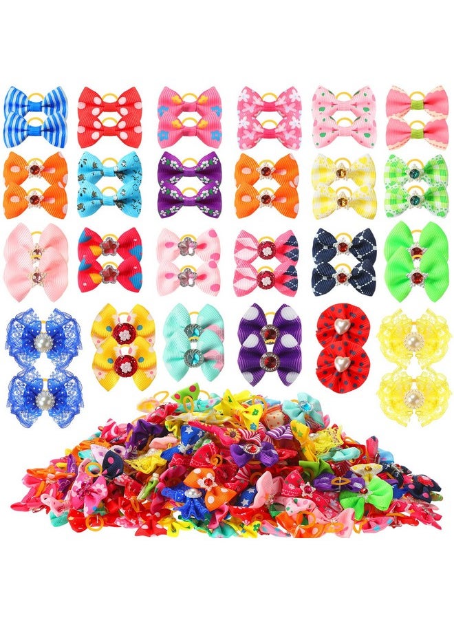 Reginary 300 Pack Dog Bows Grooming Cute Dog Hair Bows Girl With Rubber Bands Small Puppy Bowknots Colorful Hair Accessories For Dogs Puppies Pets Gift  - Image 1