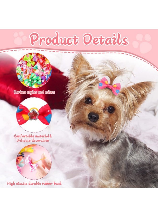Reginary 300 Pack Dog Bows Grooming Cute Dog Hair Bows Girl With Rubber Bands Small Puppy Bowknots Colorful Hair Accessories For Dogs Puppies Pets Gift  - Image 4