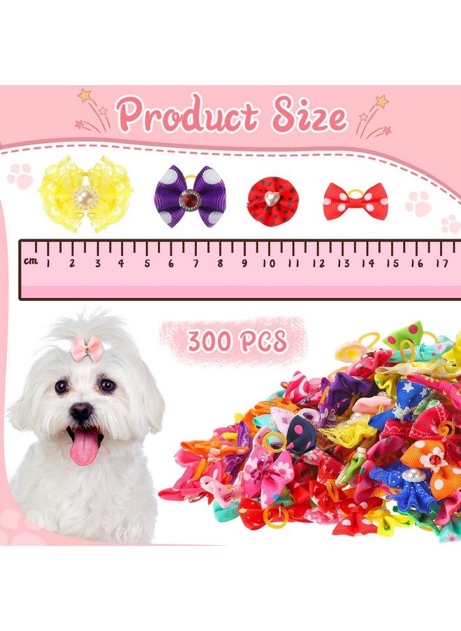 Reginary 300 Pack Dog Bows Grooming Cute Dog Hair Bows Girl With Rubber Bands Small Puppy Bowknots Colorful Hair Accessories For Dogs Puppies Pets Gift  - Image 2
