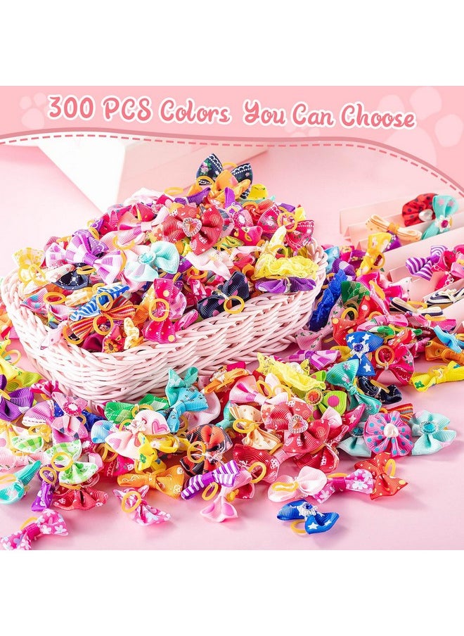 Reginary 300 Pack Dog Bows Grooming Cute Dog Hair Bows Girl With Rubber Bands Small Puppy Bowknots Colorful Hair Accessories For Dogs Puppies Pets Gift  - Image 3
