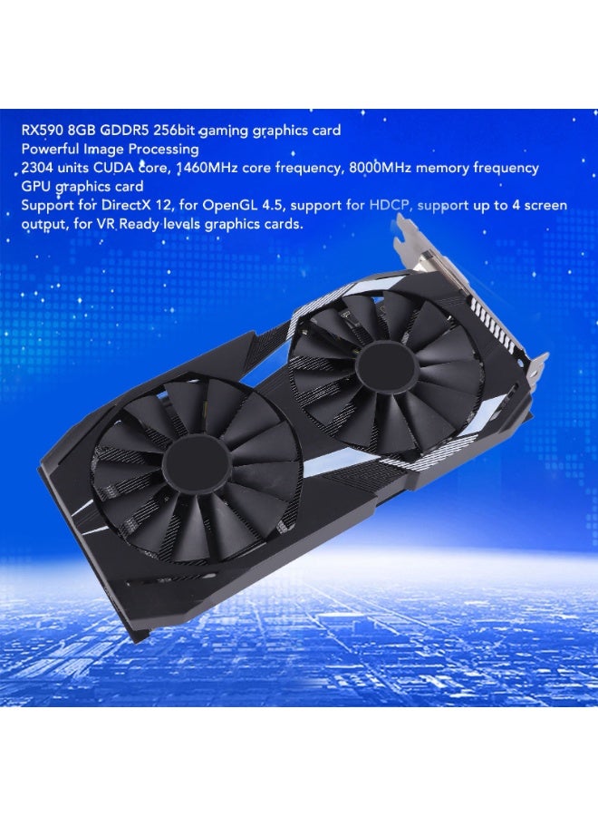 RX590 8GB GDDR5 256bit Gaming Graphics Card 4096x2160 Resolution GPU Graphics Card with Dual Fans for Desktop PC - Image 1