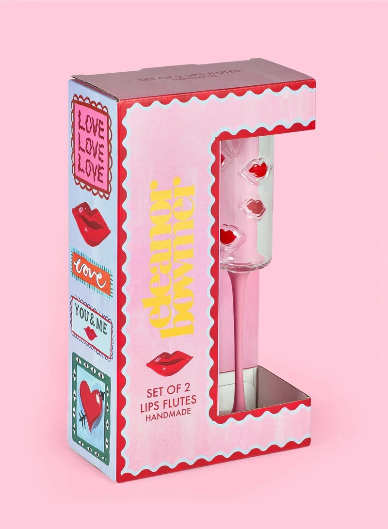 eleanor bowmer Electric Coast Set Of 2 Love Lips Flutes