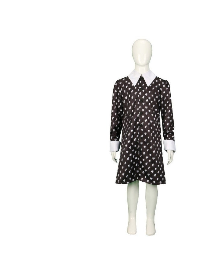 NIBEMINENT The Adams family's cosplay costume, chiffon dress, Wednesday black retro role-playing black chiffon - Image 1