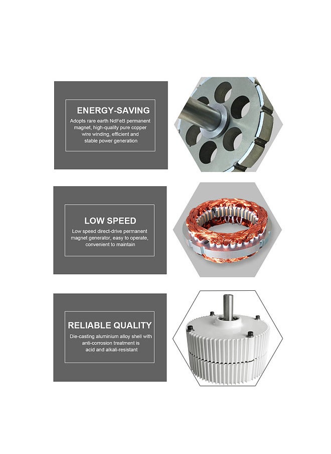 Generic - 500W 48V Three-phase AC Permanent Magnet Generator Mini High Efficiency 950RPM Low Speed Wind Generator Motor AC Alternator for Wind Generators DIY - Image 1