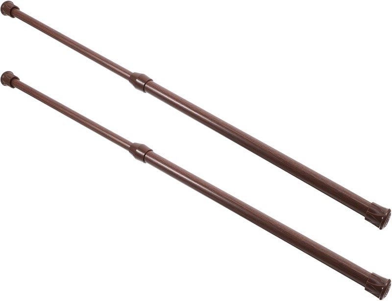 Toyvian 2pcs No-drill Tension Curtain Rods 1.3cm Diameter Adjustable Hanging Rods Wood Grain Finish Clothing Drying and Bathroom Window Use - Image 1