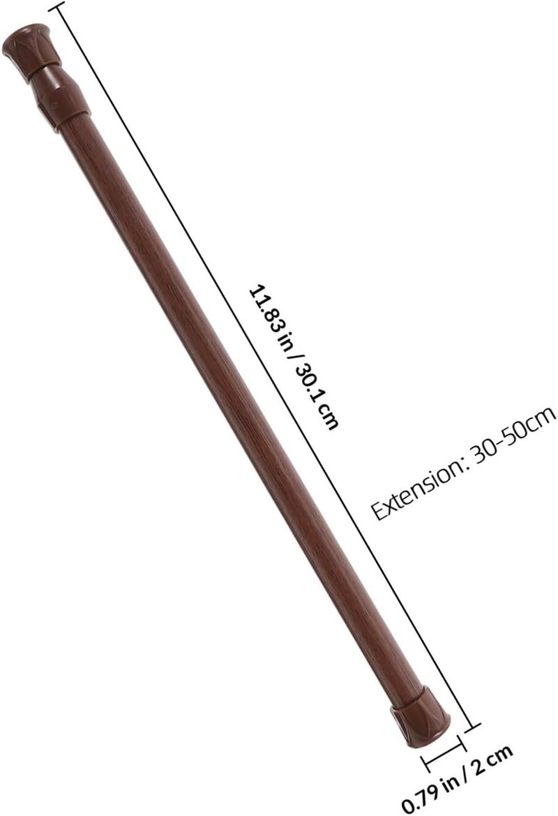 Toyvian 2pcs No-drill Tension Curtain Rods 1.3cm Diameter Adjustable Hanging Rods Wood Grain Finish Clothing Drying and Bathroom Window Use - Image 2