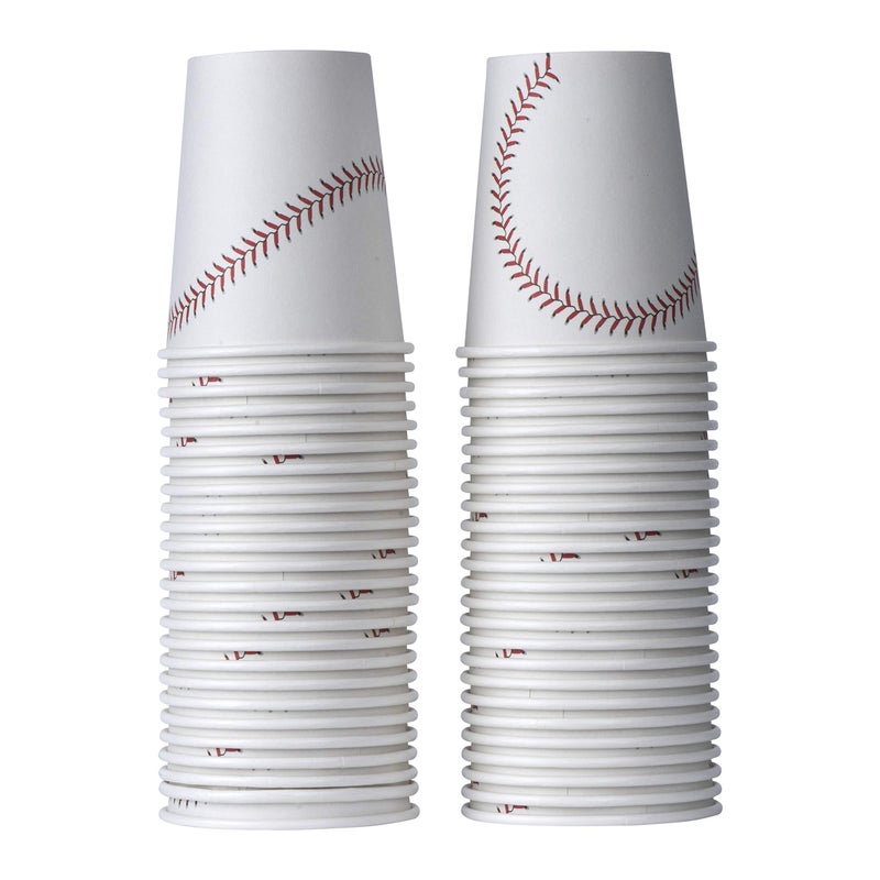 Hammont Baseball Cups  9 oz Baseball Themed Party Cups  Birthday  BBQ  Backyard  Baby Shower Sports Decorations  Disposable Paper Cups 50 Pack