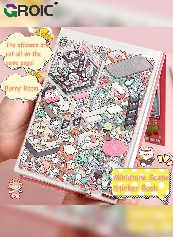 GROIC 20 Sets 3D Sticker Scene, Miniature Scene Sticker Book for kids & Adults, Rich Collection of 3D Space Stickers and Storage Spiral Notebook, Reusable, Waterproof for Relief Stress - Image 4