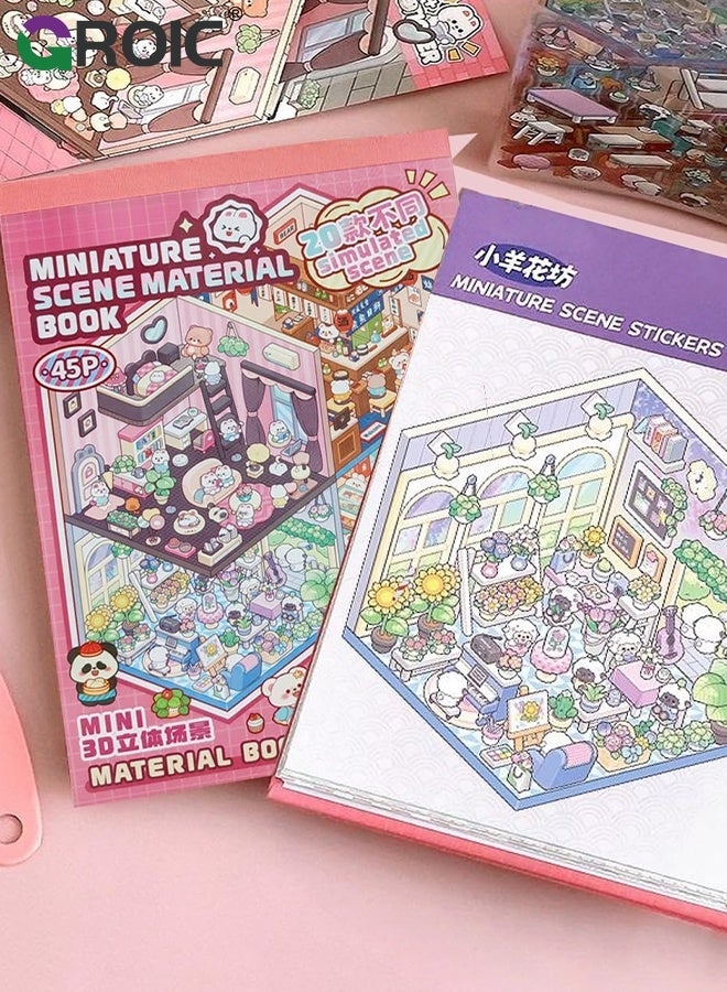 GROIC 20 Sets 3D Sticker Scene, Miniature Scene Sticker Book for kids & Adults, Rich Collection of 3D Space Stickers and Storage Spiral Notebook, Reusable, Waterproof for Relief Stress - Image 5