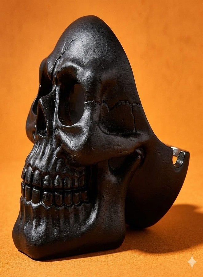 Dequera Resin Human Skull Ashtray Home Ornaments for Scary Halloween Decorations, Decorative Skulls, Skeletons Figurines for Bar Accessories, Smoking Room Decor for Smokers (Black) - Image 1