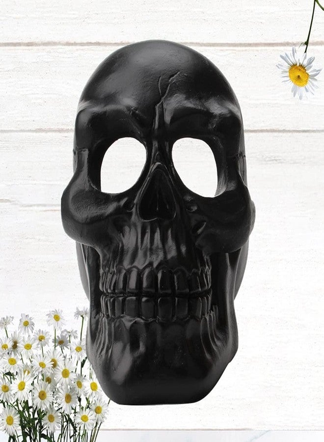 Dequera Resin Human Skull Ashtray Home Ornaments for Scary Halloween Decorations, Decorative Skulls, Skeletons Figurines for Bar Accessories, Smoking Room Decor for Smokers (Black) - Image 2