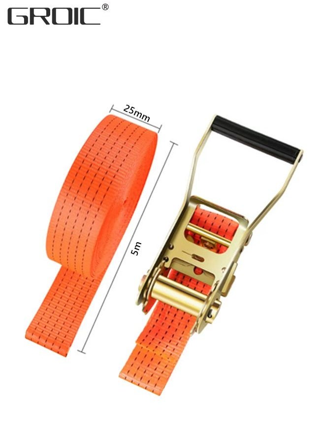 GROIC - Tie-Down Cam Straps, Ratchet Tie Down Straps 5M Long Lashing Straps,2.5Ton Capacity Securing Straps,Trailer Tightening Belt - Image 1