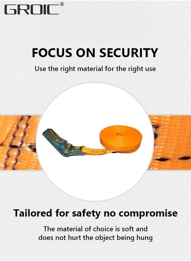 GROIC - Tie-Down Cam Straps, Ratchet Tie Down Straps 5M Long Lashing Straps,2.5Ton Capacity Securing Straps,Trailer Tightening Belt - Image 1