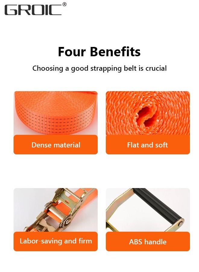GROIC - Tie-Down Cam Straps, Ratchet Tie Down Straps 5M Long Lashing Straps,2.5Ton Capacity Securing Straps,Trailer Tightening Belt - Image 1
