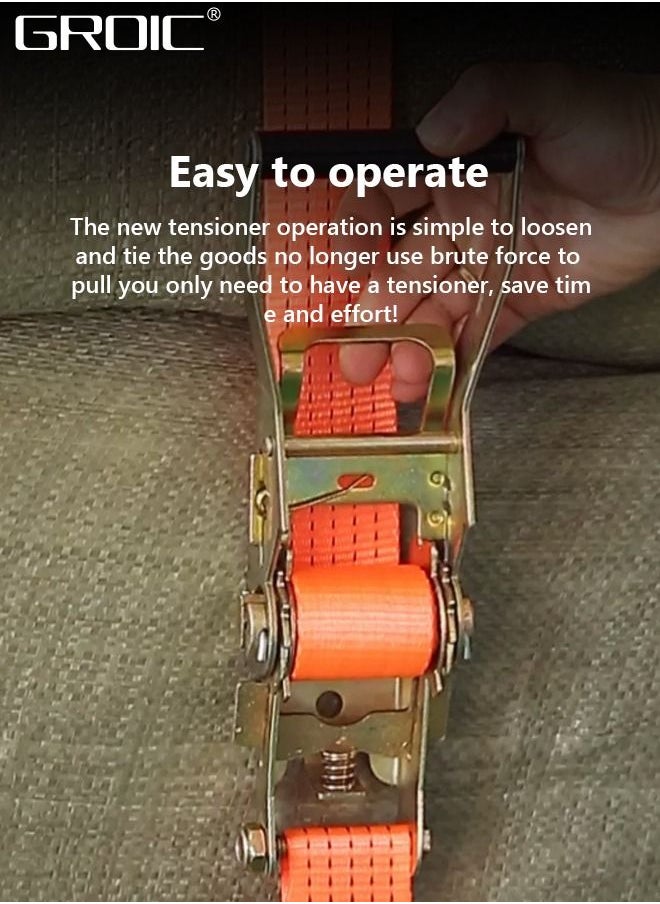 GROIC - Tie-Down Cam Straps, Ratchet Tie Down Straps 5M Long Lashing Straps,2.5Ton Capacity Securing Straps,Trailer Tightening Belt - Image 1