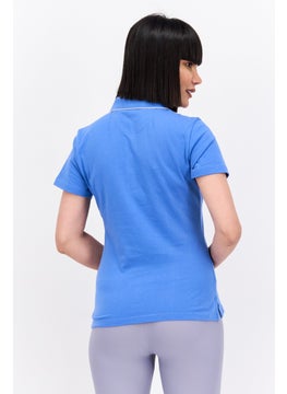 Greg Norman Women Sportswear Fit Short Sleeves Training Polo Shirt, Blue  - Image 3
