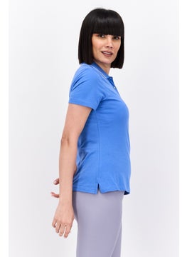Greg Norman Women Sportswear Fit Short Sleeves Training Polo Shirt, Blue  - Image 4