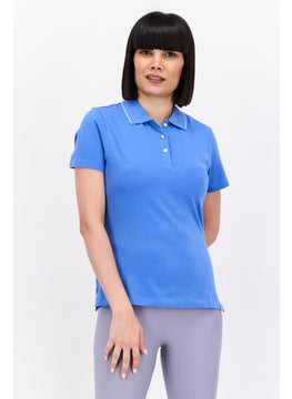 Greg Norman Women Sportswear Fit Short Sleeves Training Polo Shirt, Blue  - Image 1