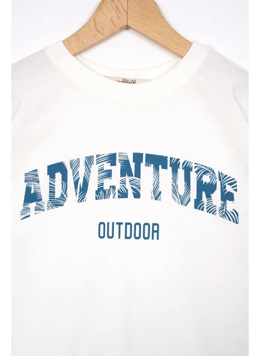 زيبكيدز Text Printed Petrol Blue Color Boy Shorts Set