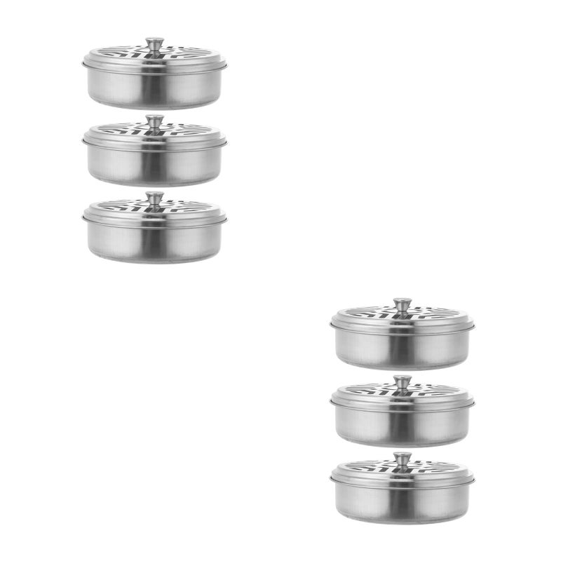 6 pcs Stainless Steel Boxes Hollow Round Burning Case Accessory Style - Image 1