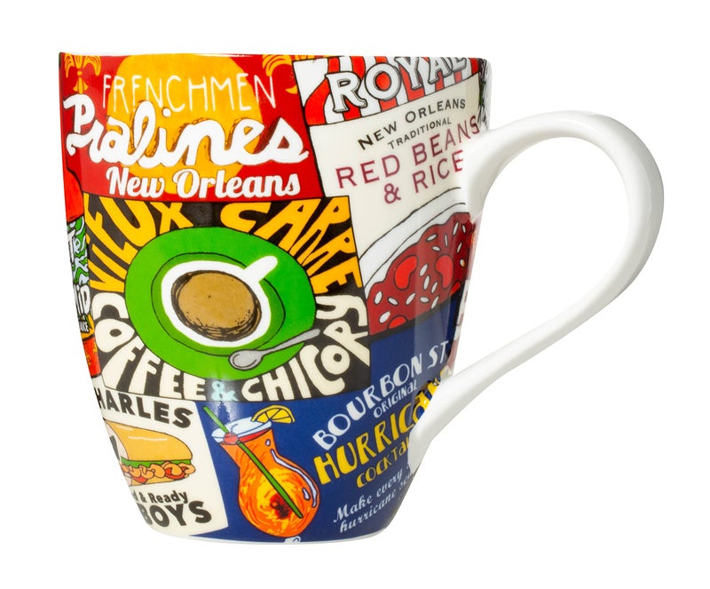 Artisan Owl New Orleans Iconic Food Logos Design Ceramic Souvenir Coffee Mug - Image 3