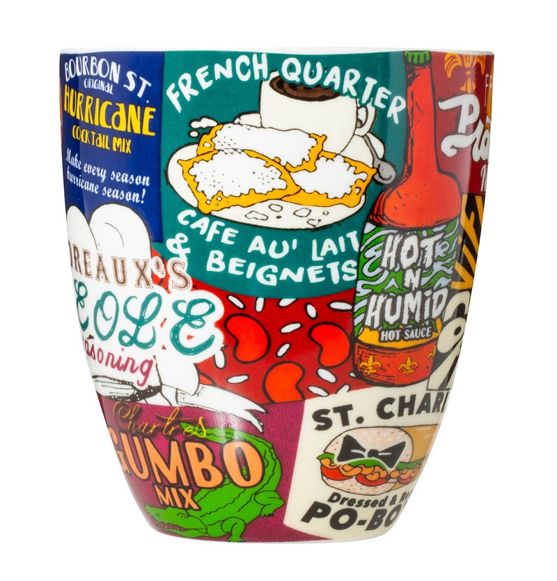 Artisan Owl New Orleans Iconic Food Logos Design Ceramic Souvenir Coffee Mug - Image 2